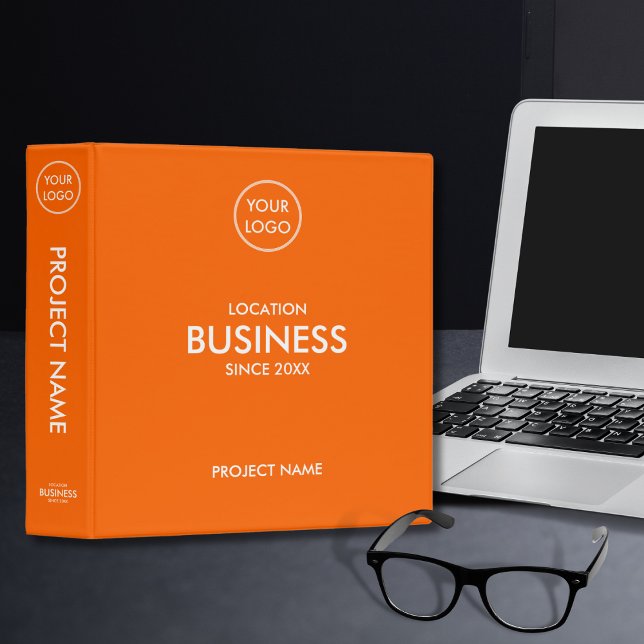 Classeur Orange Custom Ajouter Logo Simple Modern Business (Créateur téléchargé)