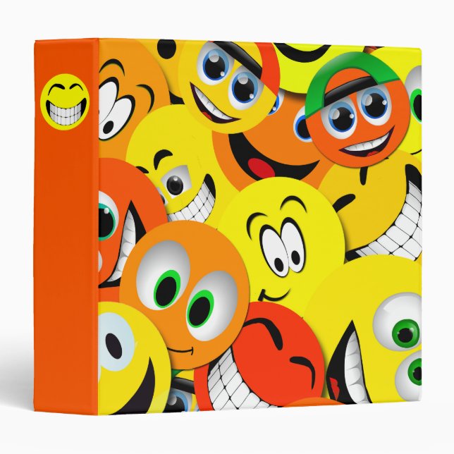 CLASSEUR ORANGE ET JAUNE DE COLLAGE DE VISAGES (Devant/Côté)