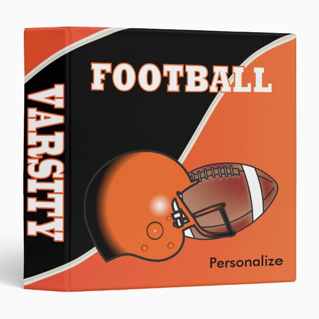 Classeur Orange et Noir personnalisent le football (Devant/Côté)