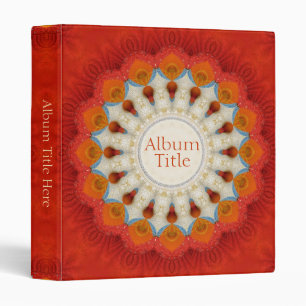 Classeur Orange Fractal Mandala Feather Wheel Album Classeu