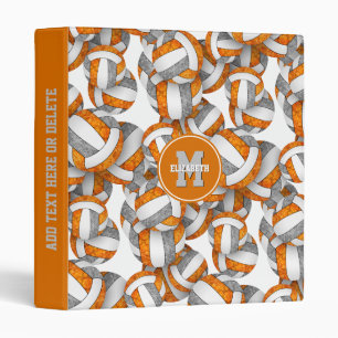 Classeur orange gris filles couleurs école volley motif