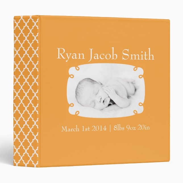 Classeur Orange Quatrefoil Photo Ready Baby Book (Devant/Côté)