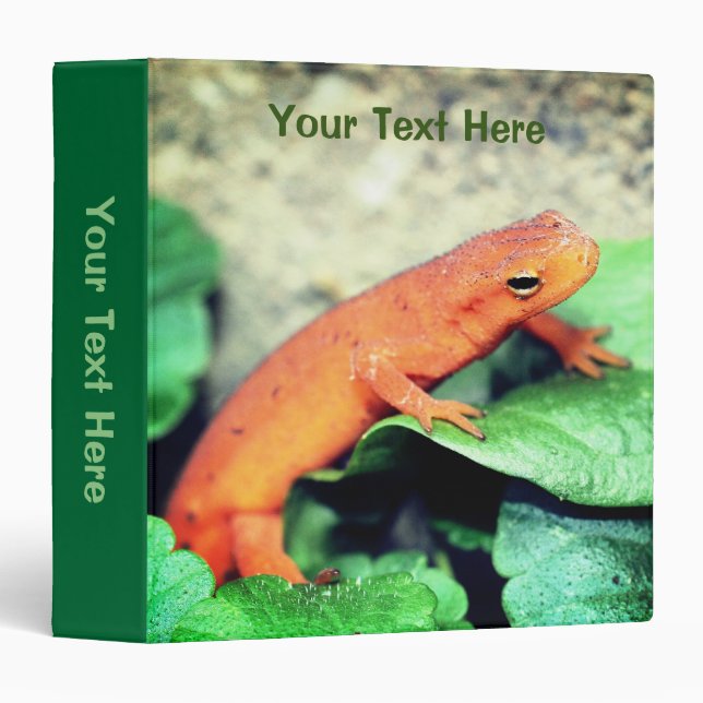 Classeur Orange Red Eft Salamander Animal Personnalisé (Devant/Côté)