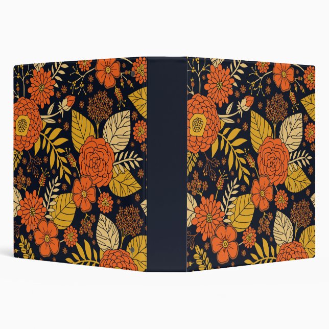 Classeur Orange rétro, Jaune & Marine Floral (Arrière-plan)