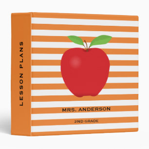 Classeur Orange Stripes Rouge Pomme personnalisée enseigna