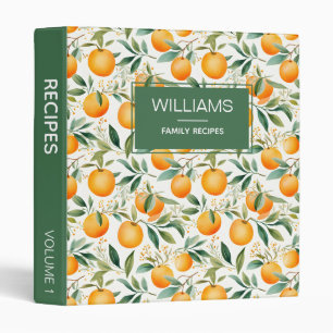 Classeur Oranges Aquarelles Cute Recettes personnalisées