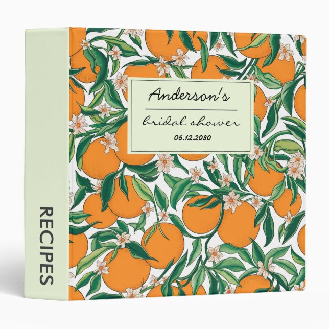 Classeur Oranges d'été Agrumes Fruit Fête des mariées flora (Devant/Côté)