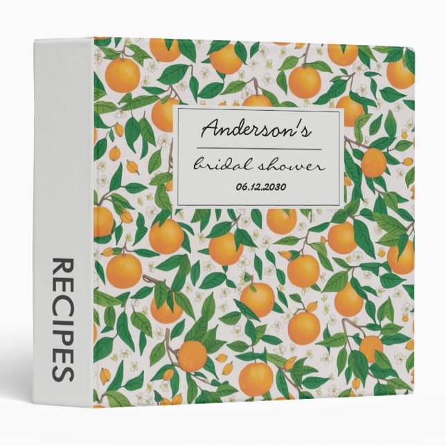 Classeur Oranges d'été Agrumes Fruit Fête des mariées flora (Devant/Côté)