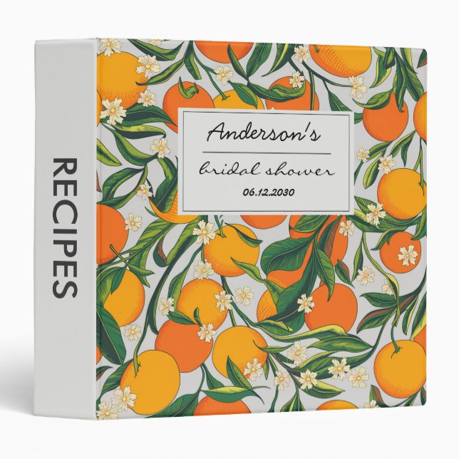 Classeur Oranges d'été Fruitiers Floral Fête de mariage (Devant/Côté)