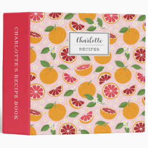 Classeur Oranges mignonnes sur fond rose clair
