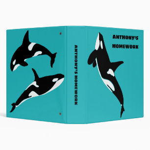Classeur Orcas Tueur Baleines Turquoise Bleu Personnalisé