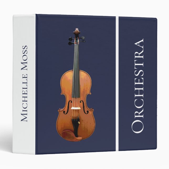 Classeur Orchestre Bleu de musique violon (Devant/Côté)