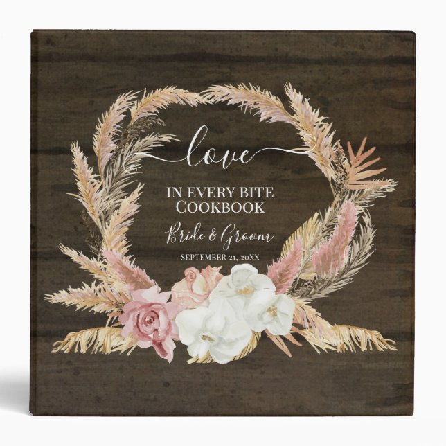 Classeur Orchidée tropicale Floral Palm Pampas Wood Cookboo (Devant)