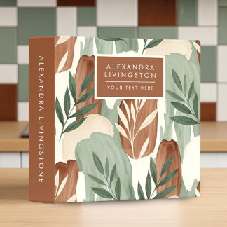 Classeur Organic Watercolor Sage Green and Oat Milk Botanic
