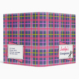 Classeur Organisateur de bon - plaid bleu et jaune rose