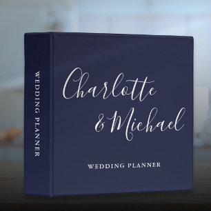 Classeur Organisateur de mariage bleu marine écriture signa