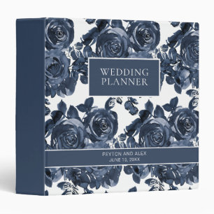 Classeur Organisateur de mariage floral aquarelle bleu mari