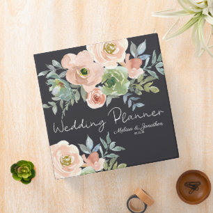 Classeur Organisateur de mariage floral pastel vert pêche e