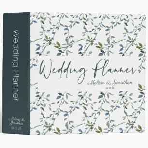 Classeur Organisateur de mariage floral vert argenté sage