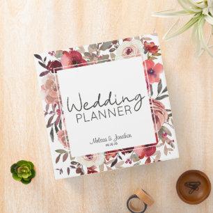 Classeur Organisateur de mariage Roses Florales Rouge Fardé