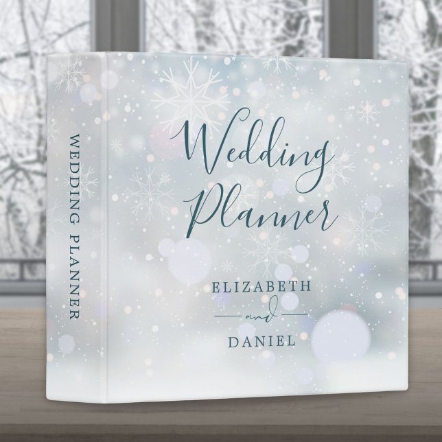 Classeur Organisateur de mariage sous la neige en pays des  (Winter Wonderland Snow Wedding Planner 3 Ring Binder)