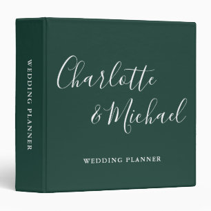 Classeur Organisateur de mariage vert émeraude de script de