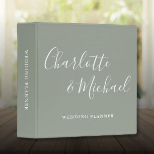 Classeur Organisateur de mariage vert sauge Script Signatur