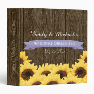 CLASSEUR ORGANISATEUR RUSTIQUE DE MARIAGE DE TOURNESOL DE