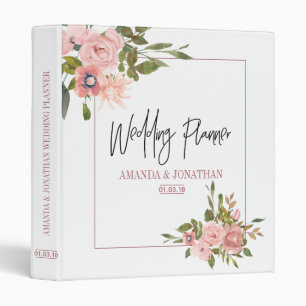 Classeur Organisatrice de mariage Rose doré et Floral Blush