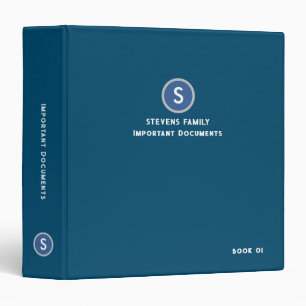 Classeur Organiseur de documents de famille importants bleu