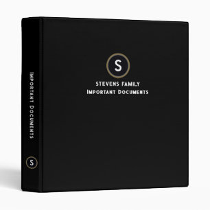 Classeur Organiseur de documents familiaux importants NOIR