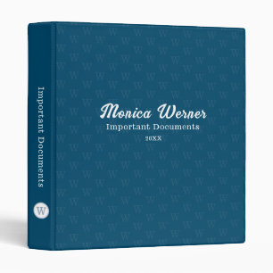 Classeur Organiseur de documents importants Monogramme Bleu