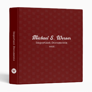 Classeur Organiseur de documents importants Monogramme Roug