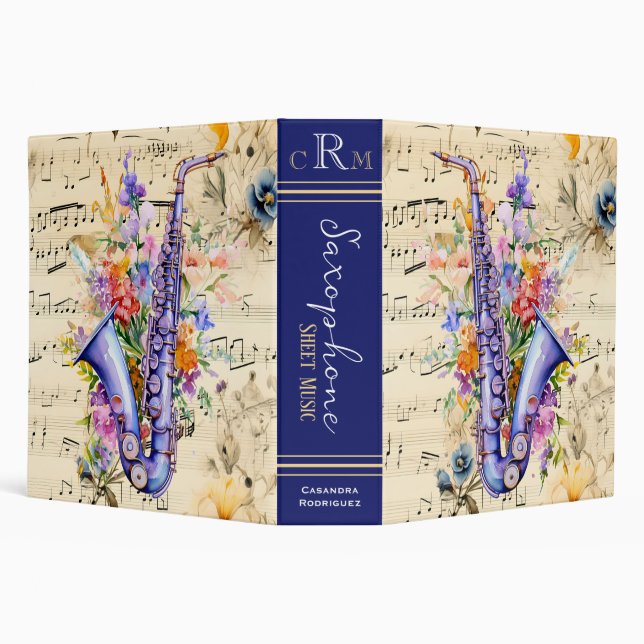 Classeur Organiseur de partitions de saxophone à fleurs mon (Arrière-plan)