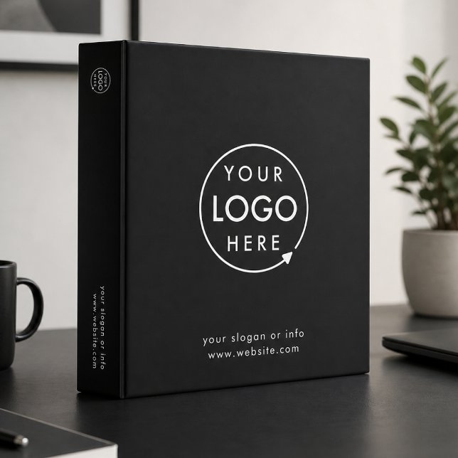 Classeur | Organiseur de présentation de logo d'en (Sleek black company branded binders for small business presentation & office record keeping.)