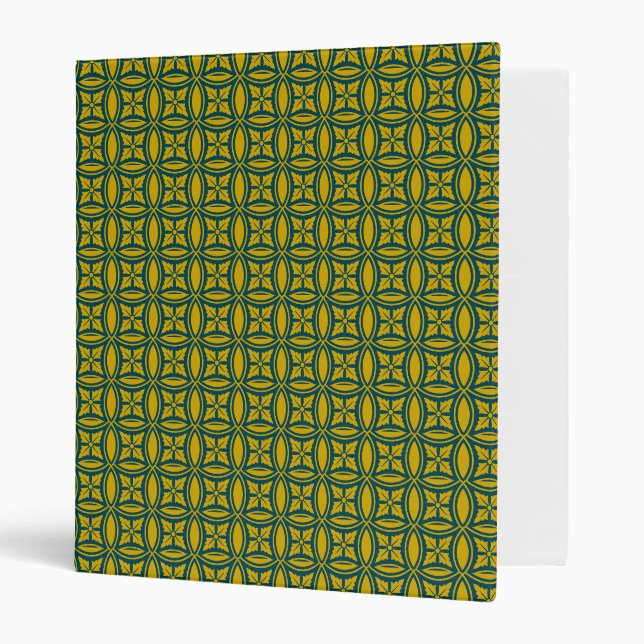 Classeur Oriental Green Mustard Japon Rosette Motif (Devant/intérieur)