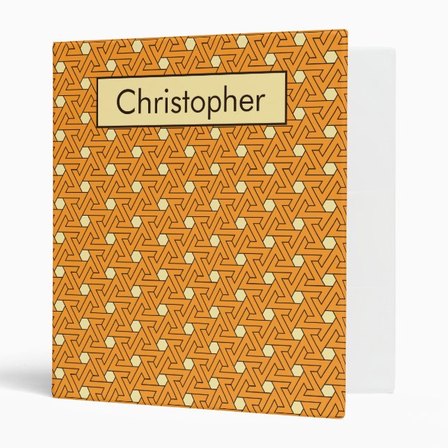 Classeur Oriental Orange Beige Triangle Spirales égyptien (Devant/intérieur)