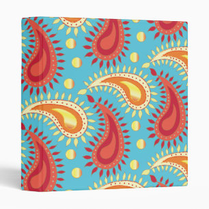 Classeur Oriental Turquoise Orange Perse Motif Paisley