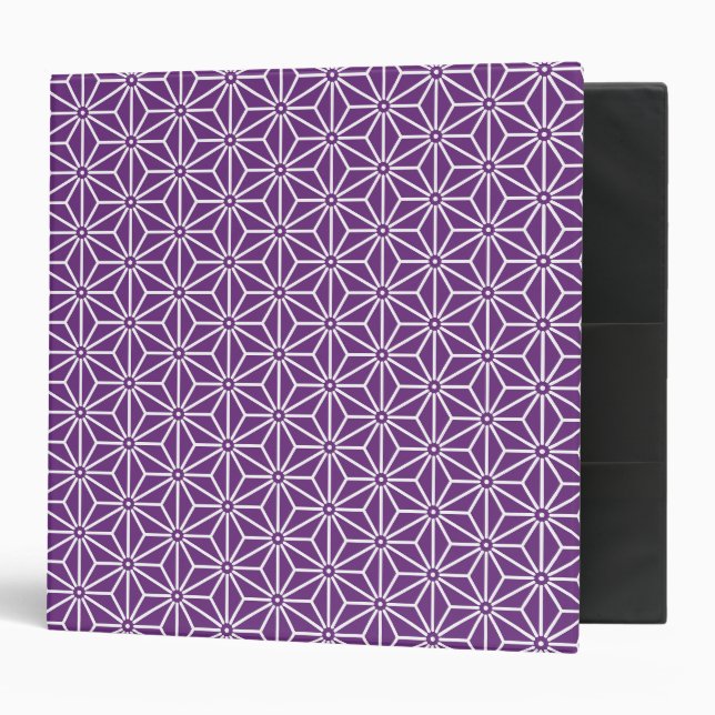 Classeur Oriental violet Ayame Asanoha Motif japonais (Devant/intérieur)