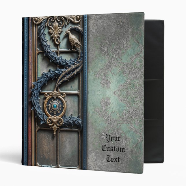 Classeur Ornat Peacock Bleu Cuir Personnalisé 3 Cercles Cla (Devant/intérieur)