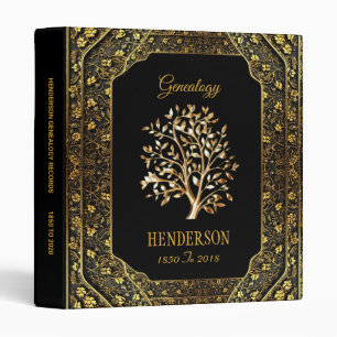 Classeur Ornate Gold Et Black Genealogy Family Tre