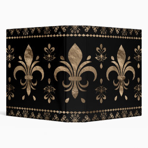 Classeur Ornement de luxe en noir et or Fleur de lis
