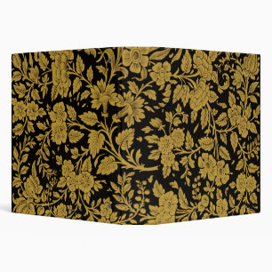 Classeur Ornement floral indien en laque noir et or antique