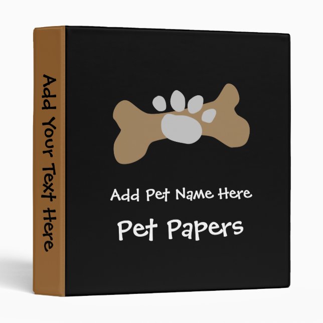 Classeur Os et empreinte de patte de chien (Devant/Côté)