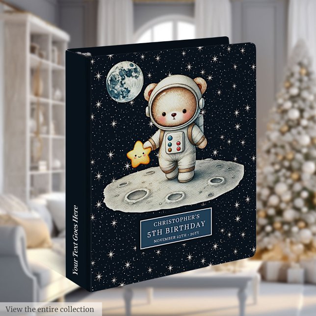 Classeur Ours en peluche astronaute pour bébé garçon cadeau (Baby Boy Astronaut Teddy Bear Personalized Gift 3 ring binder )