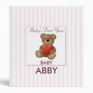 Classeur Ours en peluche rose et blanc