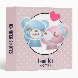 Classeur Ours KIssing sur Cute Pois et Kawaii