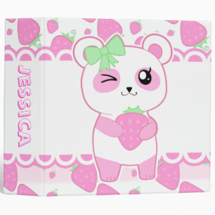 Classeur Ours panda mignon de Kawaii de rose de fraise