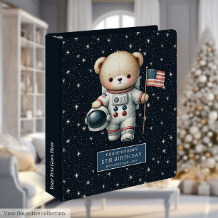 Classeur Ourson Astronaute Personnalisé pour Garçon avec Ph