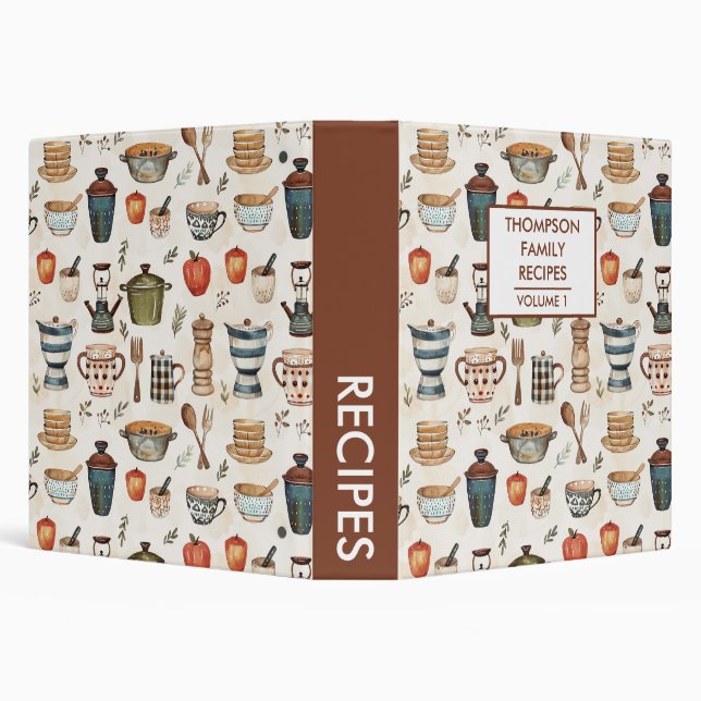 Classeur Outils de cuisine Rustique Personnalisé Recette (Arrière-plan)